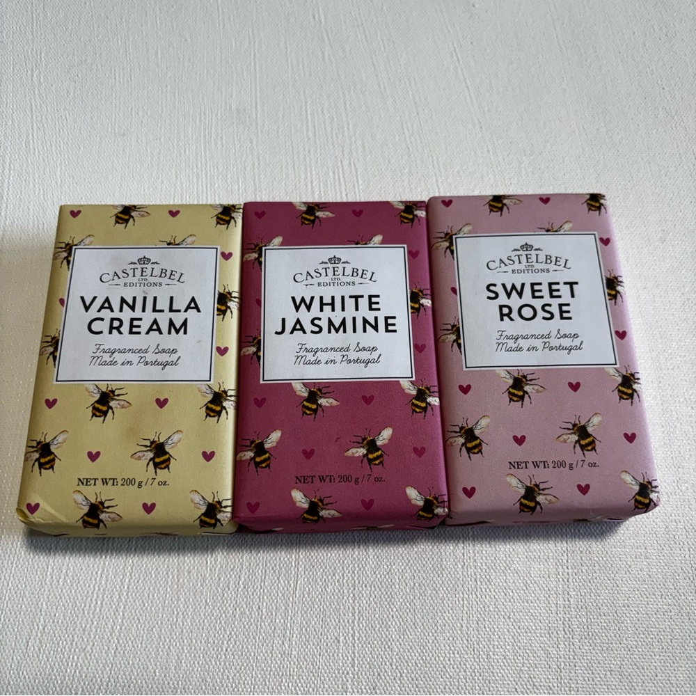 New Castelbel fragranced Soap set of 3 Vanilla Cream/White Jasmine/Sweet Rose